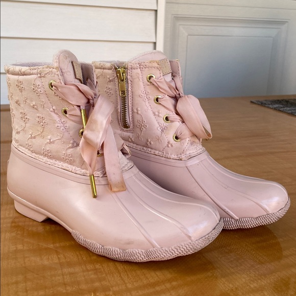Sperry Saltwater Eyelet Pink Duck Boots Womens Size 6.5 - Picture 8 of 11